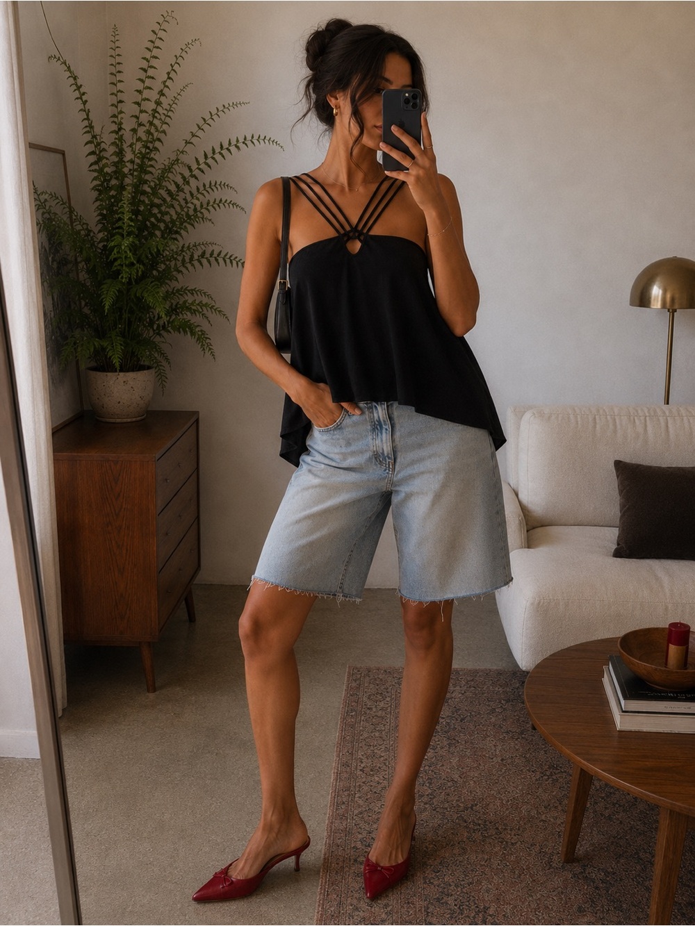 BCBG Black Silk Y2K Strappy Camisole - Picture 1 of 7